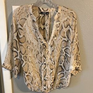 a.n.a Beige and Brown Animal Print Blouse